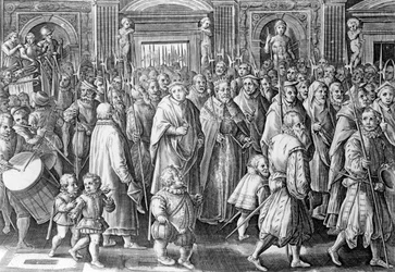 Die Rückkehr Cosimos I. nach seiner Krönung, gestochen von Philips Galle, 1583